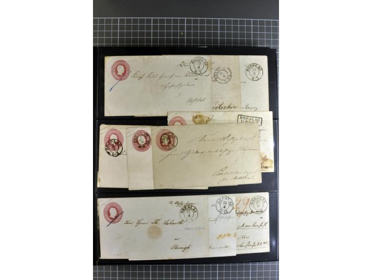 1850/70, Heimat-Sammlung"BRESLAU" auf Preußen und NDP mit über 300 Briefen und Ganzsachenumschlägen, dabei Ganzsachen mit Zuf