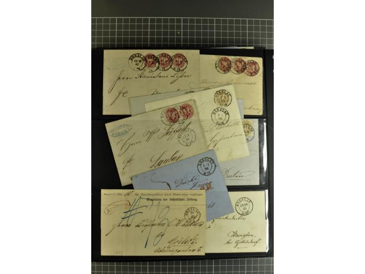 1850/70, Heimat-Sammlung"BRESLAU" auf Preußen und NDP mit über 300 Briefen und Ganzsachenumschlägen, dabei Ganzsachen mit Zuf