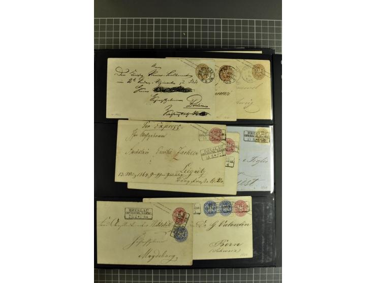 1850/70, Heimat-Sammlung"BRESLAU" auf Preußen und NDP mit über 300 Briefen und Ganzsachenumschlägen, dabei Ganzsachen mit Zuf
