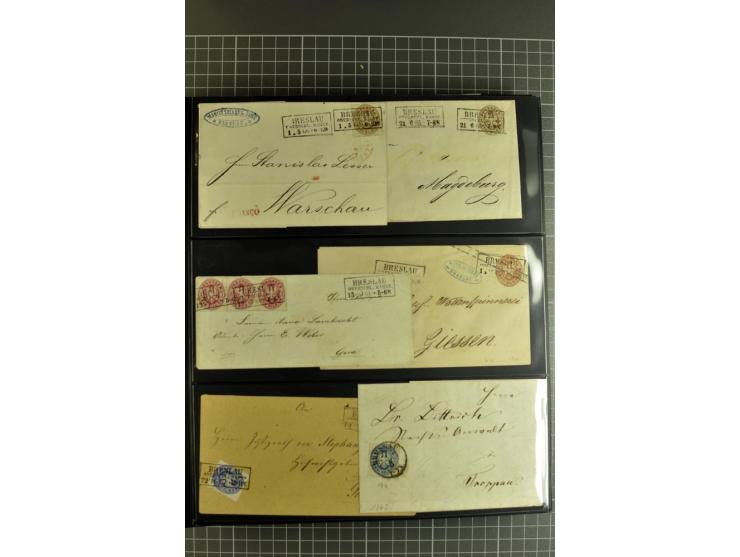 1850/70, Heimat-Sammlung"BRESLAU" auf Preußen und NDP mit über 300 Briefen und Ganzsachenumschlägen, dabei Ganzsachen mit Zuf