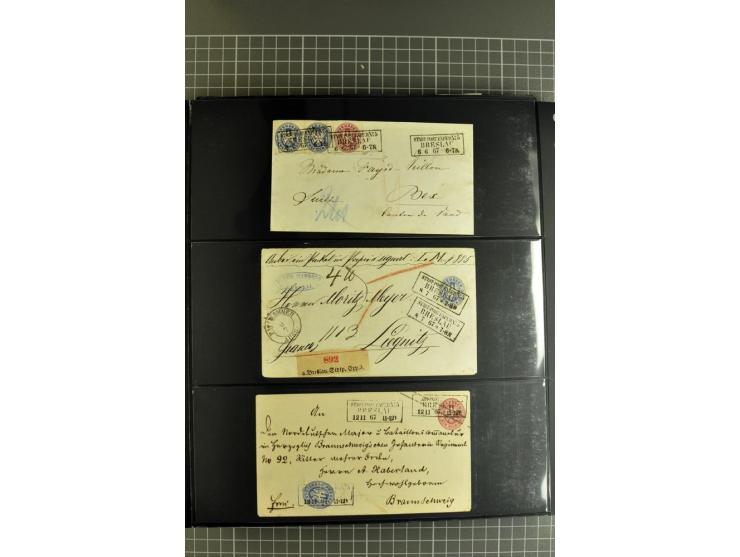 1850/70, Heimat-Sammlung"BRESLAU" auf Preußen und NDP mit über 300 Briefen und Ganzsachenumschlägen, dabei Ganzsachen mit Zuf