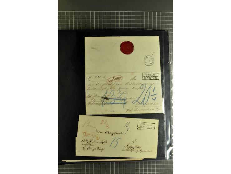 1850/70, Heimat-Sammlung"BRESLAU" auf Preußen und NDP mit über 300 Briefen und Ganzsachenumschlägen, dabei Ganzsachen mit Zuf