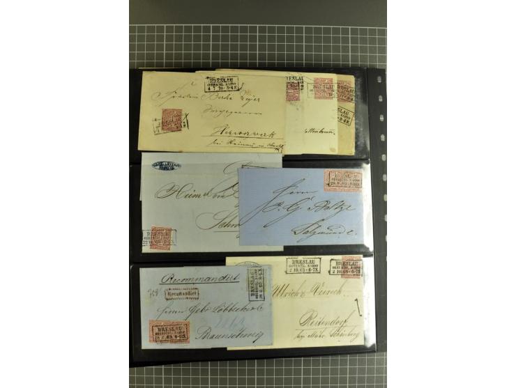 1850/70, Heimat-Sammlung"BRESLAU" auf Preußen und NDP mit über 300 Briefen und Ganzsachenumschlägen, dabei Ganzsachen mit Zuf