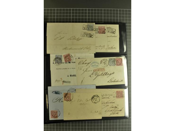 1850/70, Heimat-Sammlung"BRESLAU" auf Preußen und NDP mit über 300 Briefen und Ganzsachenumschlägen, dabei Ganzsachen mit Zuf
