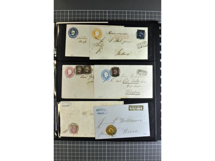 1850/70, Heimat-Sammlung"BRESLAU" auf Preußen und NDP mit über 300 Briefen und Ganzsachenumschlägen, dabei Ganzsachen mit Zuf