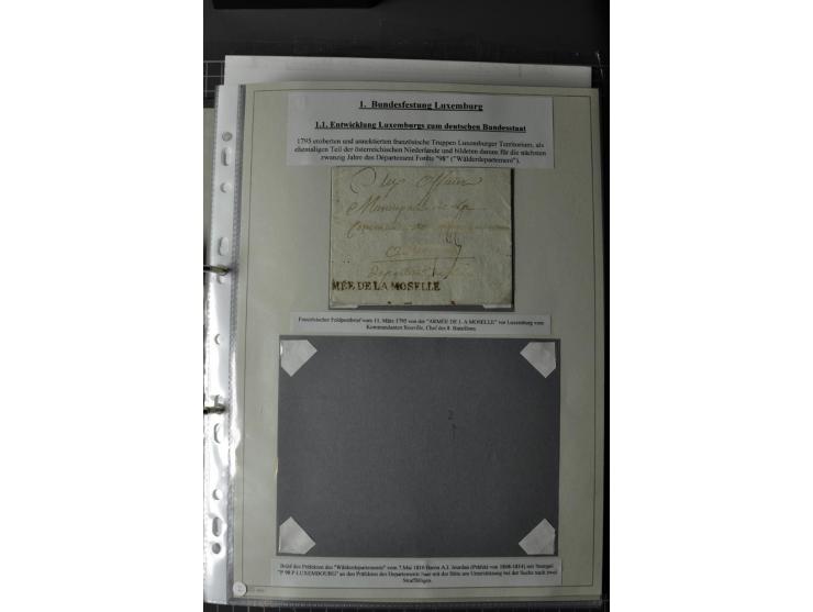  DIE FESTUNGEN DES DEUTSCHEN BUNDES: 1795/1866 (ca.), 62 Briefe bzw. Briefhüllen der Bundesfestungen Landau (10), Luxemburg (