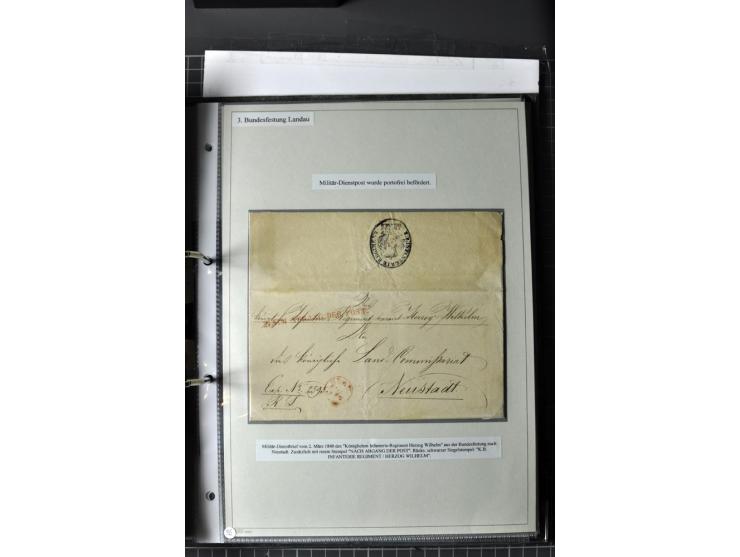  DIE FESTUNGEN DES DEUTSCHEN BUNDES: 1795/1866 (ca.), 62 Briefe bzw. Briefhüllen der Bundesfestungen Landau (10), Luxemburg (