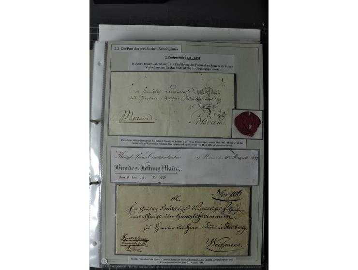  DIE FESTUNGEN DES DEUTSCHEN BUNDES: 1795/1866 (ca.), 62 Briefe bzw. Briefhüllen der Bundesfestungen Landau (10), Luxemburg (