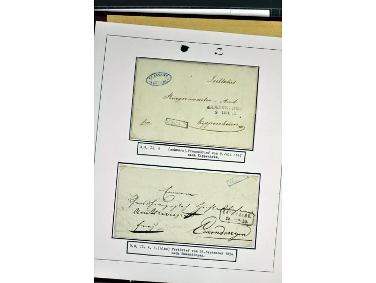 1764/1851, 2bändige Ausstellungssammlung 'Vorphilatelie' auf 70 Blättern plus diversem nicht eingearbeitetem Material; durchw