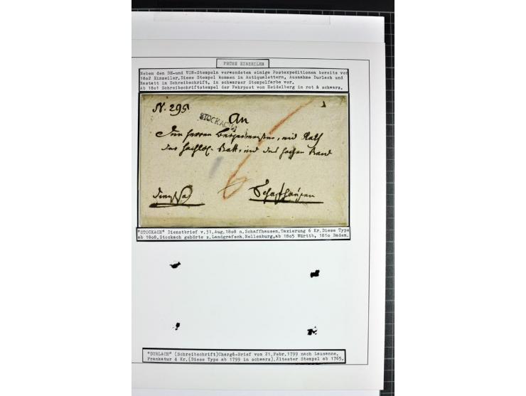 1764/1851, 2bändige Ausstellungssammlung 'Vorphilatelie' auf 70 Blättern plus diversem nicht eingearbeitetem Material; durchw