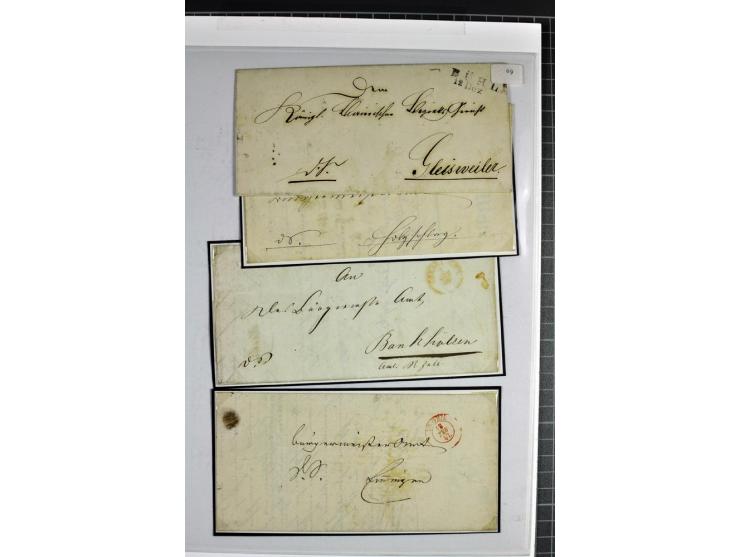 1764/1851, 2bändige Ausstellungssammlung 'Vorphilatelie' auf 70 Blättern plus diversem nicht eingearbeitetem Material; durchw