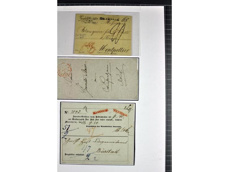 1764/1851, 2bändige Ausstellungssammlung 'Vorphilatelie' auf 70 Blättern plus diversem nicht eingearbeitetem Material; durchw