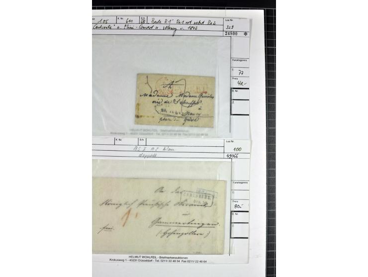1764/1851, 2bändige Ausstellungssammlung 'Vorphilatelie' auf 70 Blättern plus diversem nicht eingearbeitetem Material; durchw