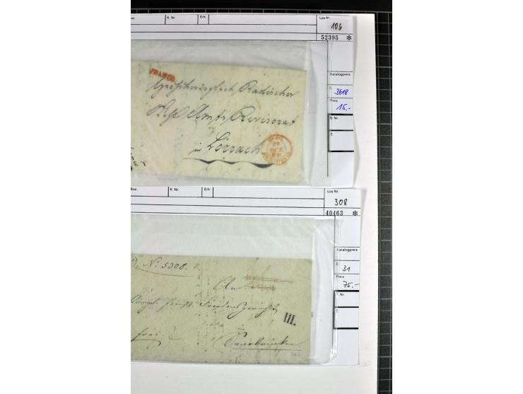 1764/1851, 2bändige Ausstellungssammlung 'Vorphilatelie' auf 70 Blättern plus diversem nicht eingearbeitetem Material; durchw