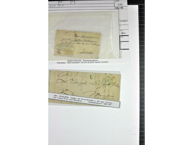 1764/1851, 2bändige Ausstellungssammlung 'Vorphilatelie' auf 70 Blättern plus diversem nicht eingearbeitetem Material; durchw