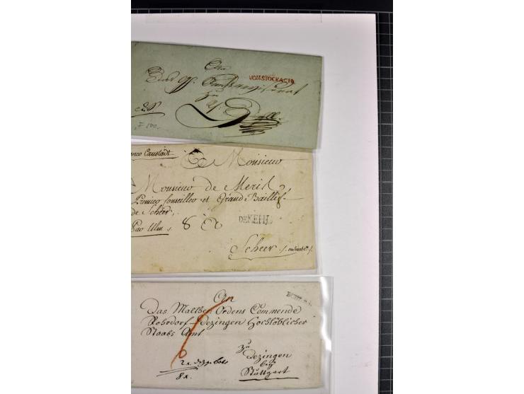1764/1851, 2bändige Ausstellungssammlung 'Vorphilatelie' auf 70 Blättern plus diversem nicht eingearbeitetem Material; durchw