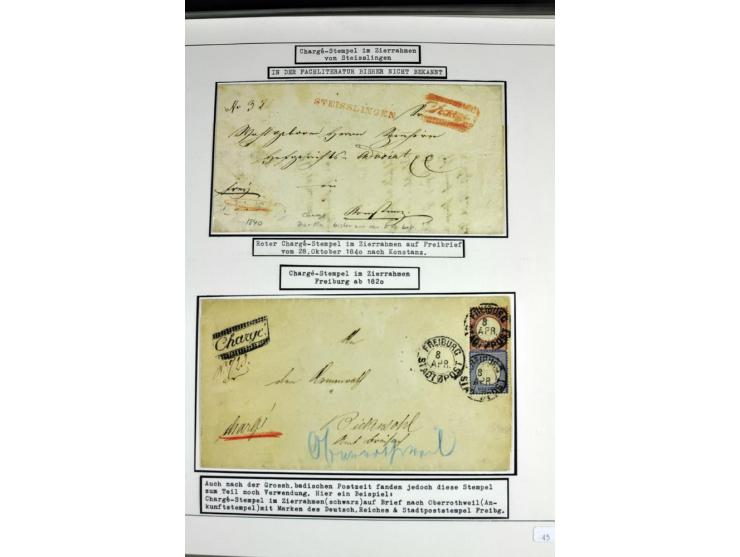 1764/1851, 2bändige Ausstellungssammlung 'Vorphilatelie' auf 70 Blättern plus diversem nicht eingearbeitetem Material; durchw