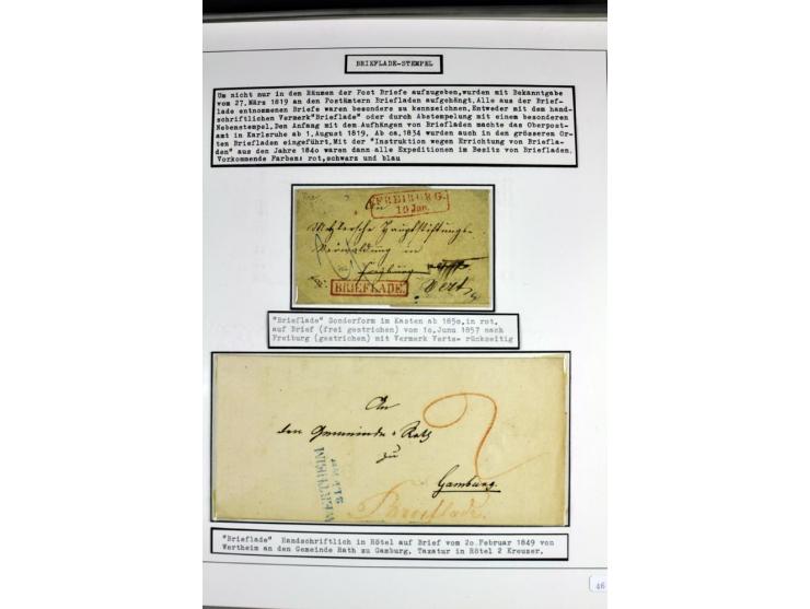 1764/1851, 2bändige Ausstellungssammlung 'Vorphilatelie' auf 70 Blättern plus diversem nicht eingearbeitetem Material; durchw