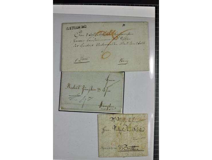 1764/1851, 2bändige Ausstellungssammlung 'Vorphilatelie' auf 70 Blättern plus diversem nicht eingearbeitetem Material; durchw