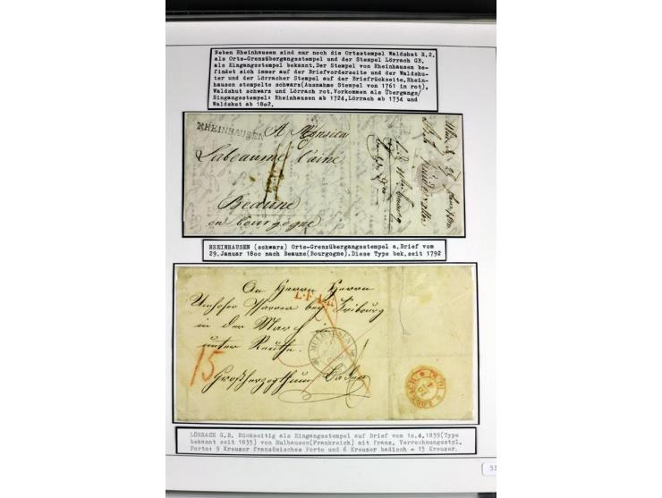 1764/1851, 2bändige Ausstellungssammlung 'Vorphilatelie' auf 70 Blättern plus diversem nicht eingearbeitetem Material; durchw