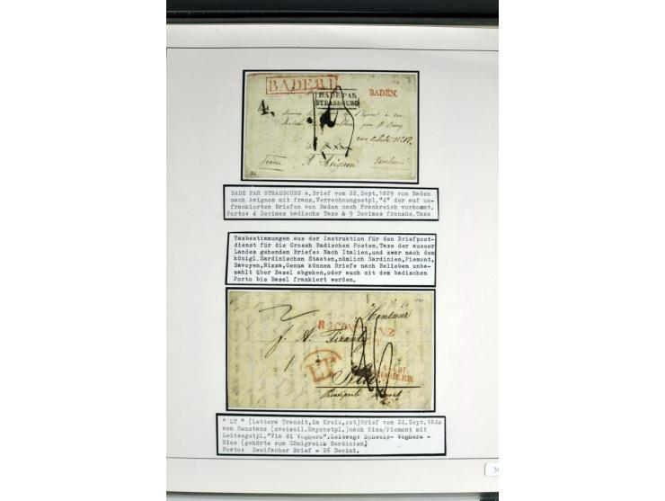 1764/1851, 2bändige Ausstellungssammlung 'Vorphilatelie' auf 70 Blättern plus diversem nicht eingearbeitetem Material; durchw
