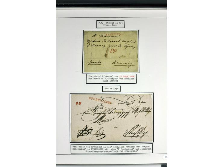 1764/1851, 2bändige Ausstellungssammlung 'Vorphilatelie' auf 70 Blättern plus diversem nicht eingearbeitetem Material; durchw