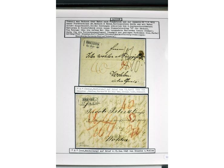 1764/1851, 2bändige Ausstellungssammlung 'Vorphilatelie' auf 70 Blättern plus diversem nicht eingearbeitetem Material; durchw