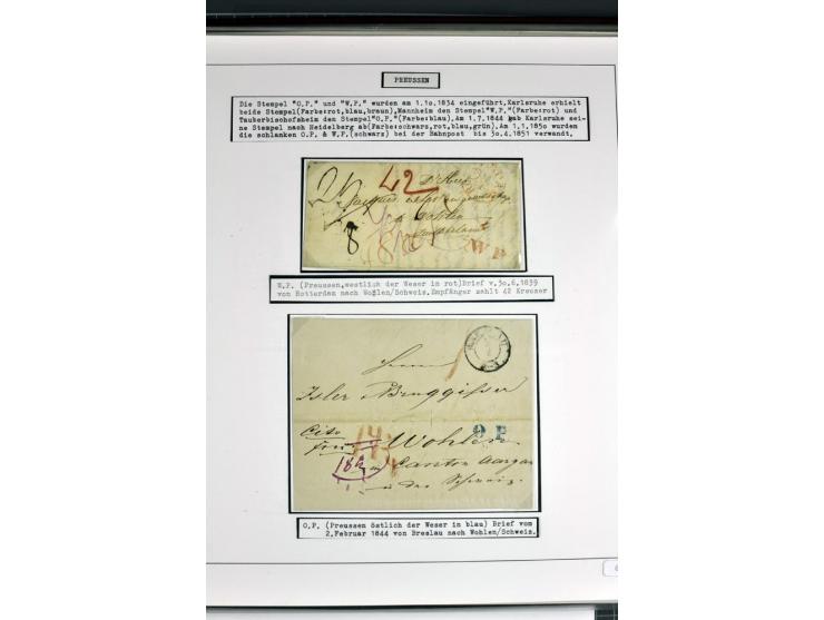 1764/1851, 2bändige Ausstellungssammlung 'Vorphilatelie' auf 70 Blättern plus diversem nicht eingearbeitetem Material; durchw