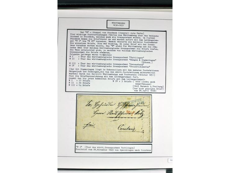 1764/1851, 2bändige Ausstellungssammlung 'Vorphilatelie' auf 70 Blättern plus diversem nicht eingearbeitetem Material; durchw