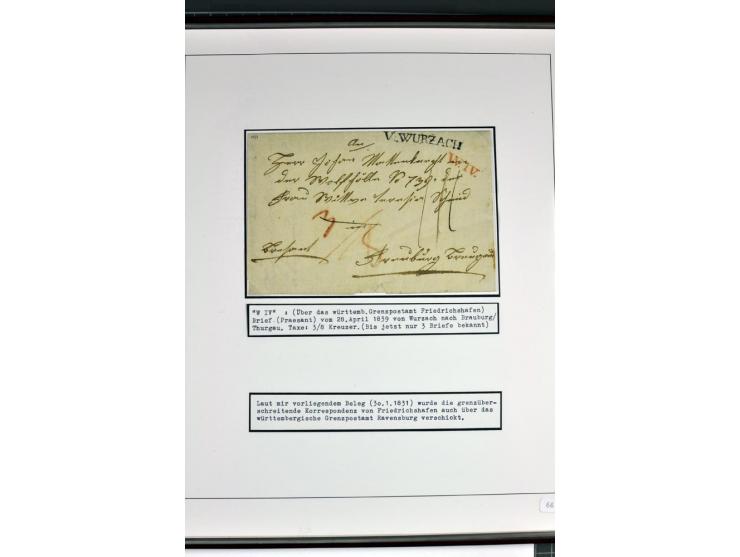 1764/1851, 2bändige Ausstellungssammlung 'Vorphilatelie' auf 70 Blättern plus diversem nicht eingearbeitetem Material; durchw