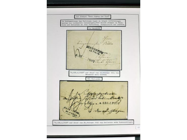 1764/1851, 2bändige Ausstellungssammlung 'Vorphilatelie' auf 70 Blättern plus diversem nicht eingearbeitetem Material; durchw
