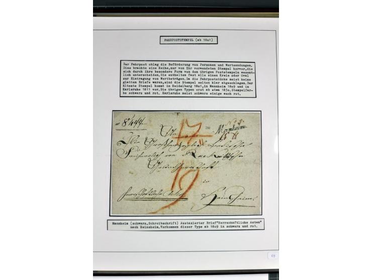 1764/1851, 2bändige Ausstellungssammlung 'Vorphilatelie' auf 70 Blättern plus diversem nicht eingearbeitetem Material; durchw