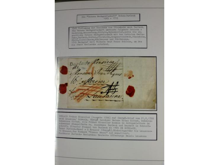 1764/1851, 2bändige Ausstellungssammlung 'Vorphilatelie' auf 70 Blättern plus diversem nicht eingearbeitetem Material; durchw