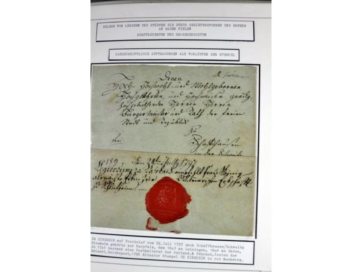 1764/1851, 2bändige Ausstellungssammlung 'Vorphilatelie' auf 70 Blättern plus diversem nicht eingearbeitetem Material; durchw