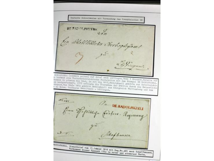 1764/1851, 2bändige Ausstellungssammlung 'Vorphilatelie' auf 70 Blättern plus diversem nicht eingearbeitetem Material; durchw