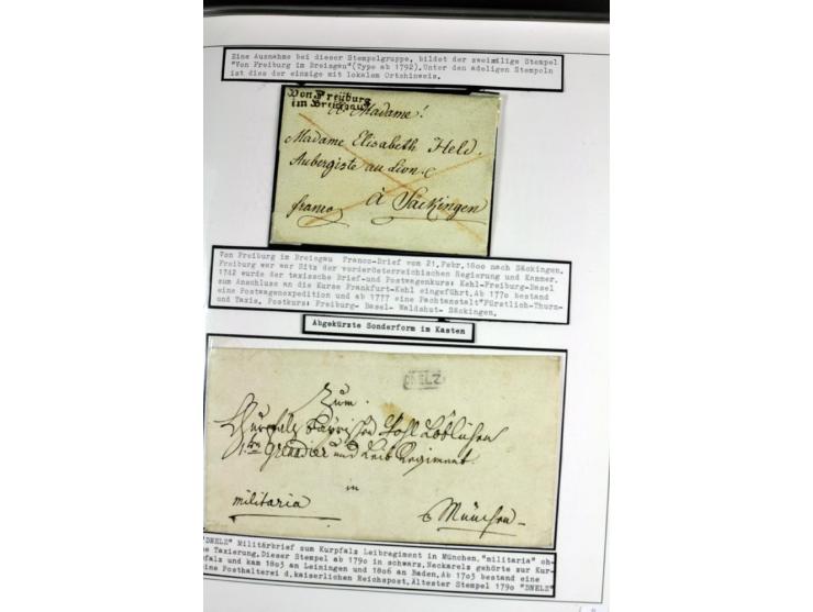 1764/1851, 2bändige Ausstellungssammlung 'Vorphilatelie' auf 70 Blättern plus diversem nicht eingearbeitetem Material; durchw