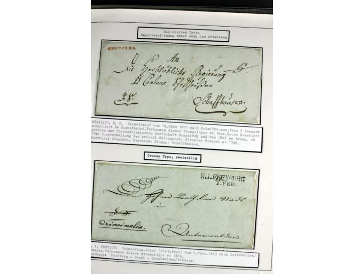1764/1851, 2bändige Ausstellungssammlung 'Vorphilatelie' auf 70 Blättern plus diversem nicht eingearbeitetem Material; durchw
