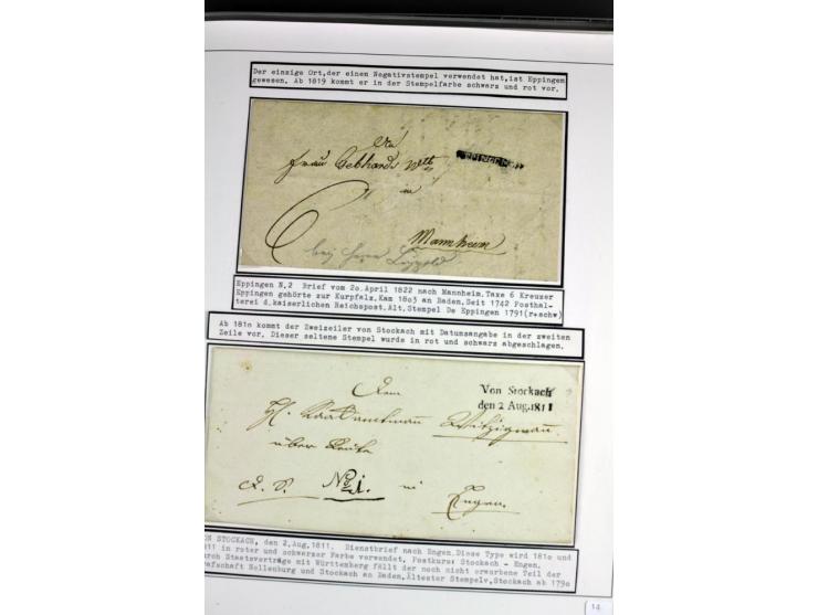 1764/1851, 2bändige Ausstellungssammlung 'Vorphilatelie' auf 70 Blättern plus diversem nicht eingearbeitetem Material; durchw