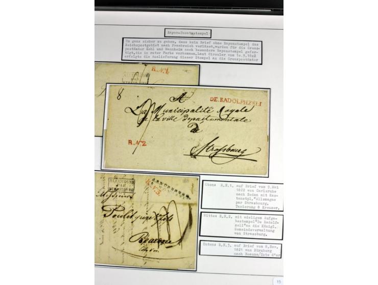 1764/1851, 2bändige Ausstellungssammlung 'Vorphilatelie' auf 70 Blättern plus diversem nicht eingearbeitetem Material; durchw