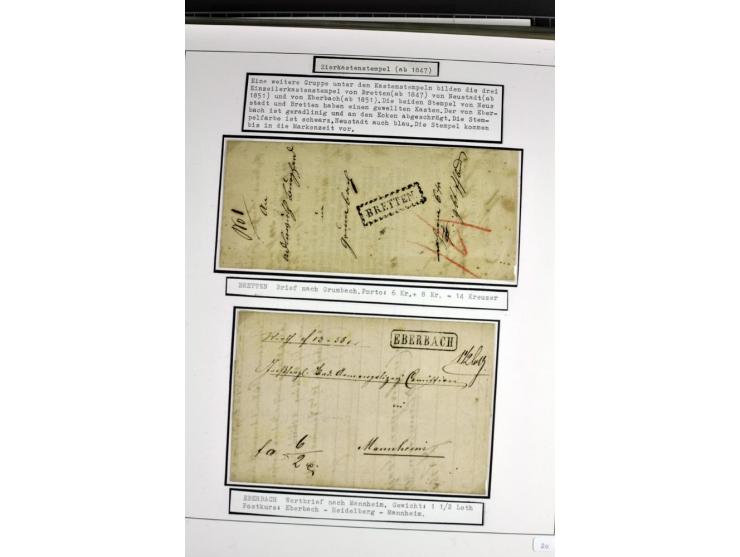 1764/1851, 2bändige Ausstellungssammlung 'Vorphilatelie' auf 70 Blättern plus diversem nicht eingearbeitetem Material; durchw