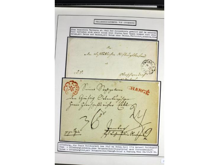 1764/1851, 2bändige Ausstellungssammlung 'Vorphilatelie' auf 70 Blättern plus diversem nicht eingearbeitetem Material; durchw