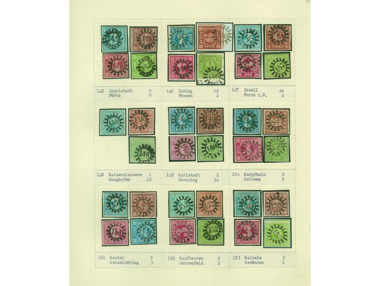 1850/67 (ca.), Die SIMON-WIESENTHAL-Sammlung der geschlossenen Mühlradstempel von Nr. 1-606, jede Nummer gesammelt auf 3 Kr. 
