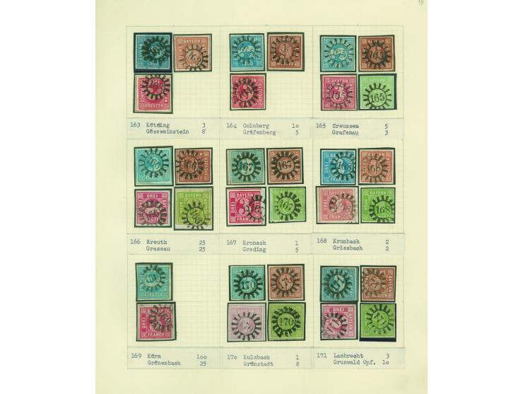 1850/67 (ca.), Die SIMON-WIESENTHAL-Sammlung der geschlossenen Mühlradstempel von Nr. 1-606, jede Nummer gesammelt auf 3 Kr. 