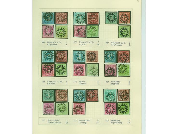 1850/67 (ca.), Die SIMON-WIESENTHAL-Sammlung der geschlossenen Mühlradstempel von Nr. 1-606, jede Nummer gesammelt auf 3 Kr. 