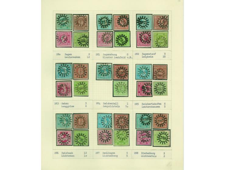 1850/67 (ca.), Die SIMON-WIESENTHAL-Sammlung der geschlossenen Mühlradstempel von Nr. 1-606, jede Nummer gesammelt auf 3 Kr. 