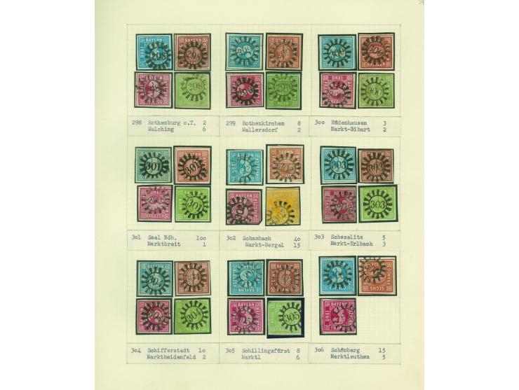 1850/67 (ca.), Die SIMON-WIESENTHAL-Sammlung der geschlossenen Mühlradstempel von Nr. 1-606, jede Nummer gesammelt auf 3 Kr. 