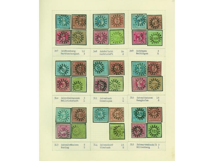 1850/67 (ca.), Die SIMON-WIESENTHAL-Sammlung der geschlossenen Mühlradstempel von Nr. 1-606, jede Nummer gesammelt auf 3 Kr. 