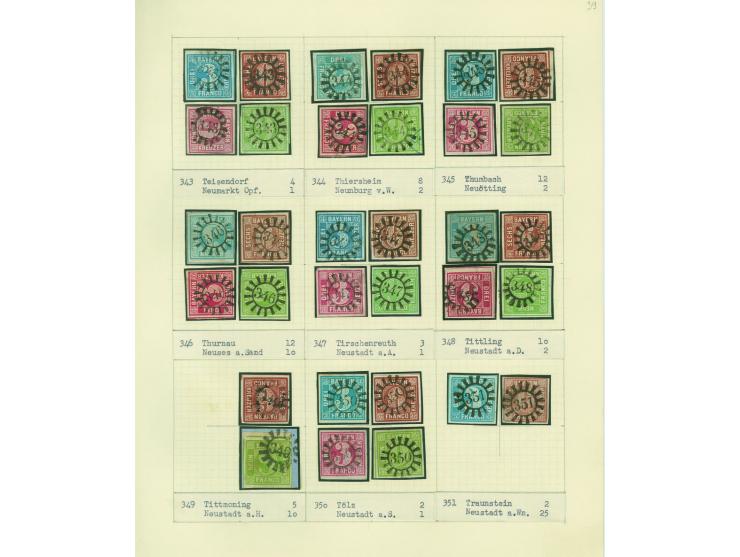 1850/67 (ca.), Die SIMON-WIESENTHAL-Sammlung der geschlossenen Mühlradstempel von Nr. 1-606, jede Nummer gesammelt auf 3 Kr. 