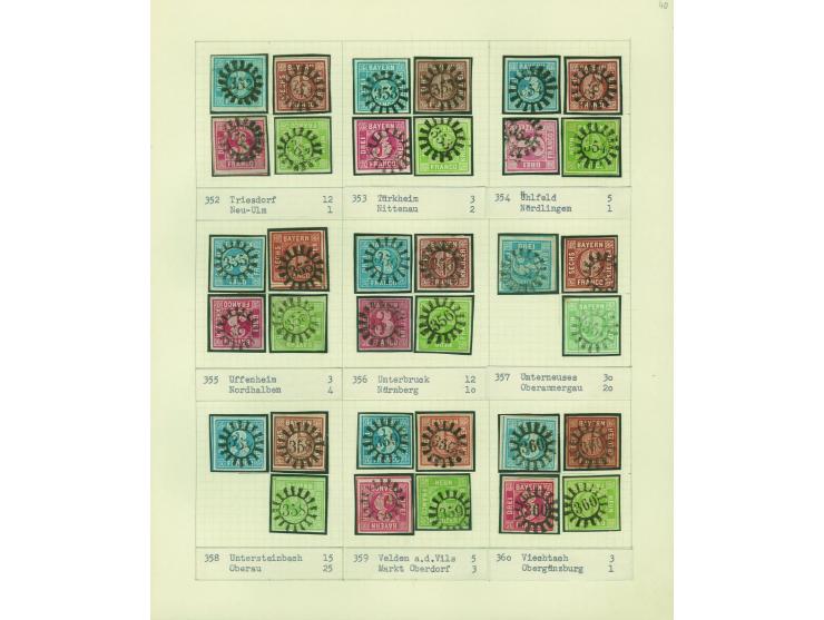 1850/67 (ca.), Die SIMON-WIESENTHAL-Sammlung der geschlossenen Mühlradstempel von Nr. 1-606, jede Nummer gesammelt auf 3 Kr. 