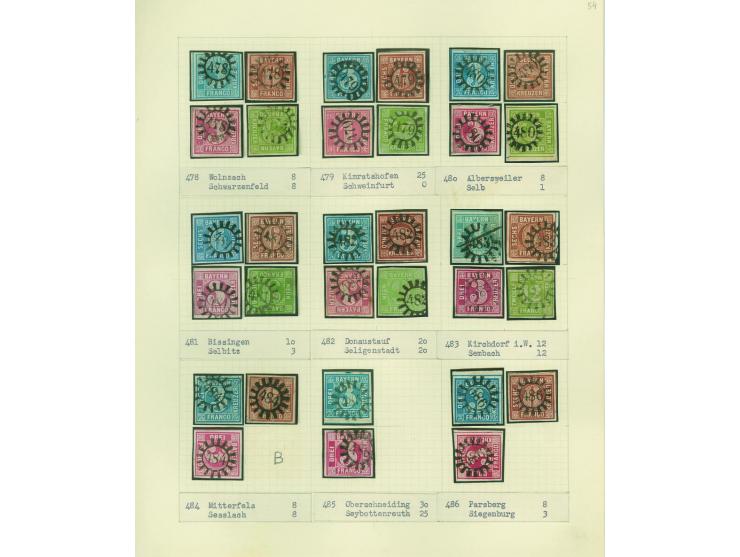 1850/67 (ca.), Die SIMON-WIESENTHAL-Sammlung der geschlossenen Mühlradstempel von Nr. 1-606, jede Nummer gesammelt auf 3 Kr. 
